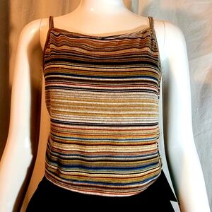 NWT Tan, Brown & Blue Fitted Tank Size Large